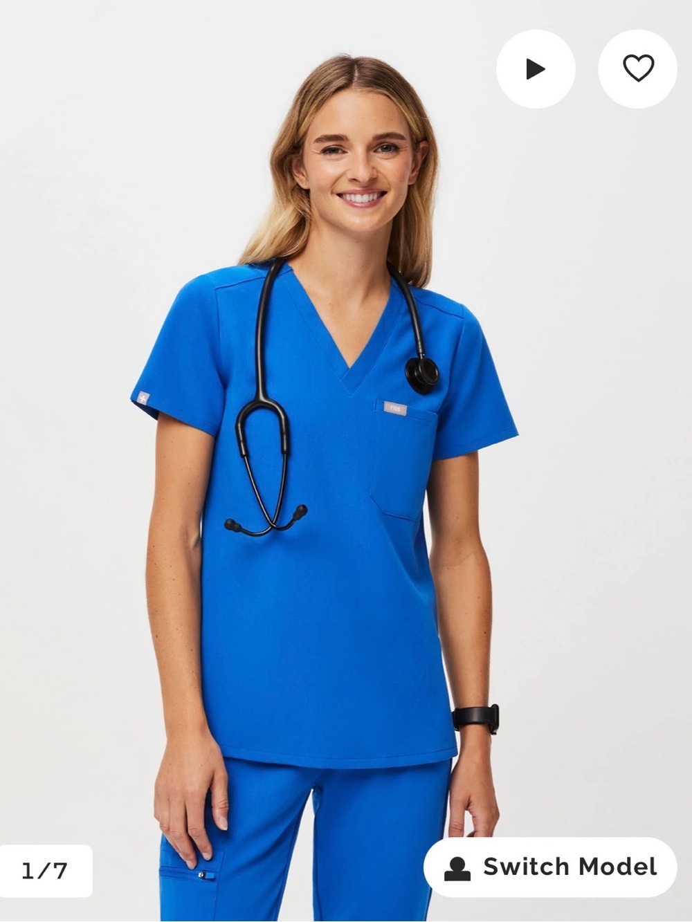 Figs Women's Blue V-Neck Scrub Top PO#1660